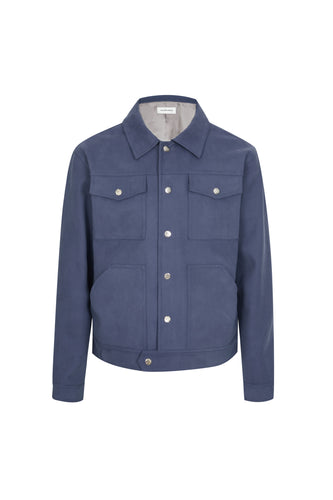 Dark Blue Suede Fabric Jacket