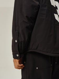Black Nylon Silver Button Padded Jacket