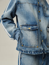 Load image into Gallery viewer, Sunfade Stripe Denim Jacket
