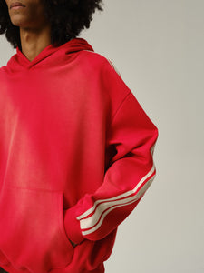 Watermelon Red Sunfade Stripe Hoodie