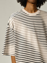 Load image into Gallery viewer, Cream Black &amp; White Stripes T-shirt