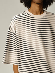 Cream Black & White Stripes T-shirt