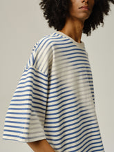 Load image into Gallery viewer, Cream Blue &amp; White Stripes T-shirt