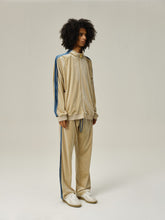 Load image into Gallery viewer, Khaki Velvet Stripe Patchwork Trousers