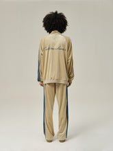 Load image into Gallery viewer, Khaki Velvet Stripe Patchwork Trousers