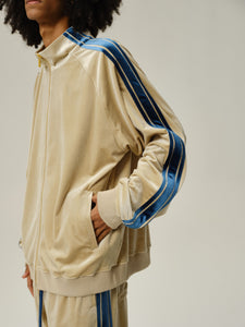 Khaki Velvet Stripe Patchwork Jacket