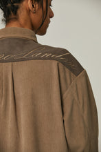 Load image into Gallery viewer, Grayish Brown Corduroy Patchwork Suede Fabric Shirt