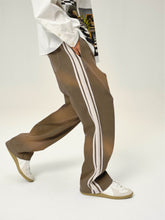 Load image into Gallery viewer, Mocha Brown Sunfade Stripe Trousers