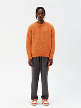 Load image into Gallery viewer, Gray Suede Fabric Orange Stripe Trousers