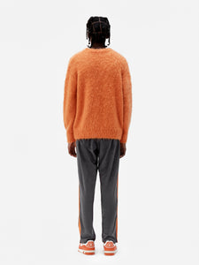 Gray Suede Fabric Orange Stripe Trousers