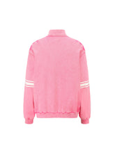 Load image into Gallery viewer, Pink Snow Washed Embroidered Polo Sweater