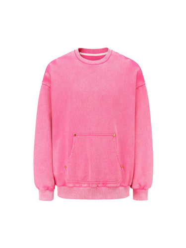 Pink Snow Washed Crewneck Sweater