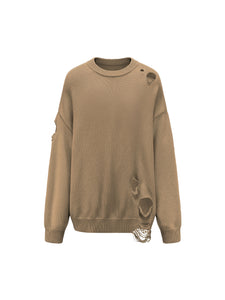 Khaki Wool Destroyed Sweater