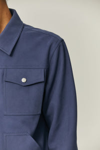 Dark Blue Suede Fabric Jacket