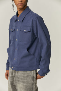 Dark Blue Suede Fabric Jacket