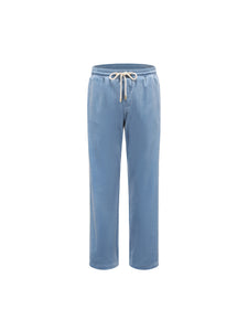 University Blue Velvet Stripe Patchwork Trousers