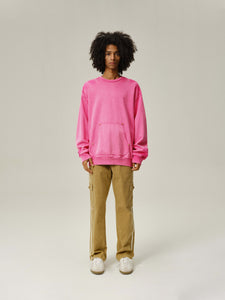 Pink Snow Washed Crewneck Sweater