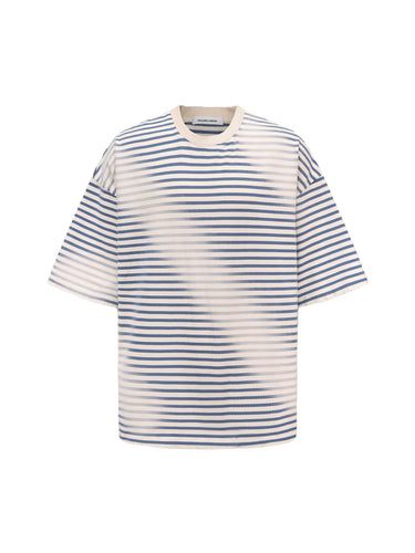 Cream Blue & White Stripes T-shirt