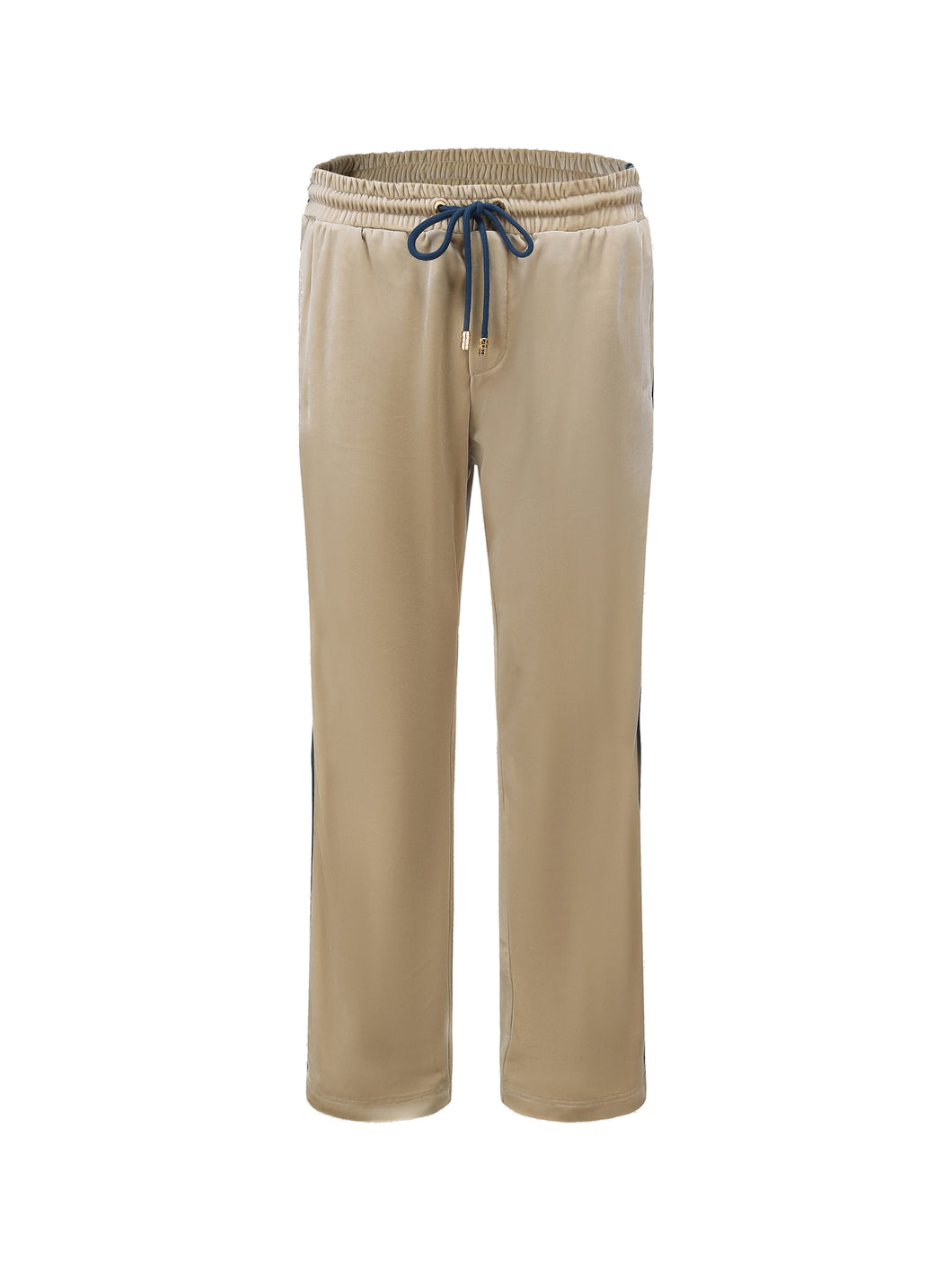 Khaki Velvet Stripe Patchwork Trousers